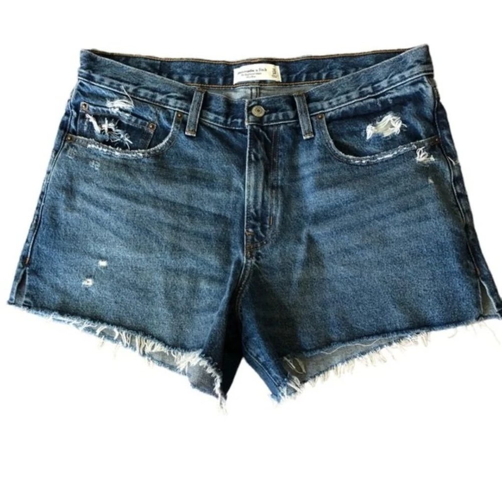 Abercrombie & Fitch Distressed Mid Rise Denim Shorts Sz 32
